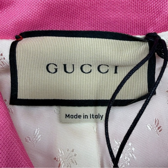 NEW RTW Gucci Pink Orange Embroidered Bunny Rabbit Logo Pique Shirt Jacket Sz S - Picture 7 of 16